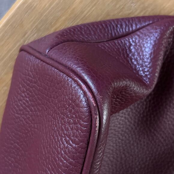 Michael Kors Frankie Pebbled Leather Bucket Shoulder Bag Chain Burgundy Gold - Picture 8 of 10